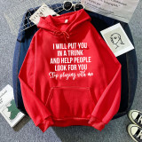 Warm Winter Print Hooded Sweatshirt with Front Pocket