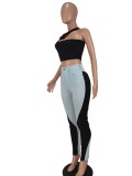 Black Cut Out Short Sleeve Top And Pant 2 Piece Outfits