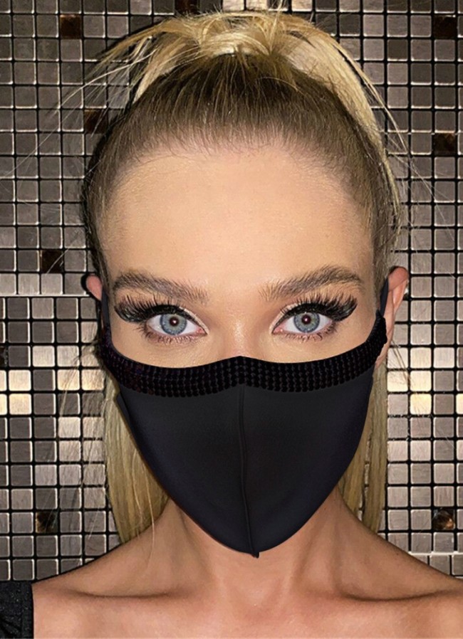 Sparkly Black Beaded Trendy Face Mask