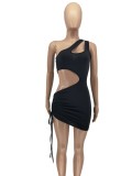 Black Cut Out Single Shoulder Sleeveless Bodycon Mini Dress