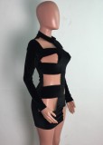 Black Velvet Mesh See Through Long Sleeve Slinky Mini Dress