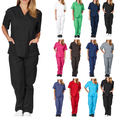 Solid Nurse Apparel Scrubs Two Piece Set