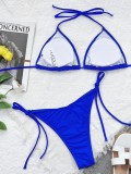 Blue Cami Halter High Cut Bikini Two Piece Set