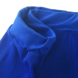 Blue Mesh See Through Midi Neck Short Sleeve Bobysuit and Short 2PCS Set