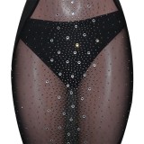 Black Sequins Deep-V See Through Cami Sleeveless Bodycon Maxi Dress