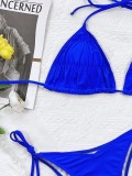 Blue Cami Halter High Cut Bikini Two Piece Set