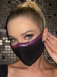 Sparkly Rose Red Beaded Black Trendy Face Mask