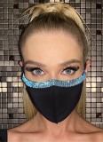 Sparkly Blue Silver Beaded Black Trendy Face Mask
