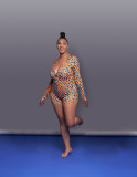 Plus Size Leopard Print Pajamas Romper