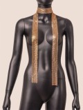 Golden Shiny Metal Wrap Long Scarf