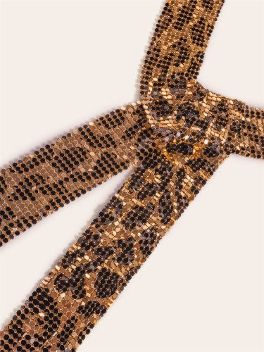 Leopard Shiny Metal Wrap Long Scarf