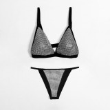 Sparkly White Rhinestone Black Cami Bikini Swimsuit 2PCS Set