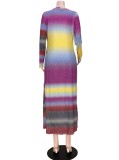 Rainbow Color Button Long Sleeves Long Cardigans