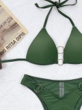 Green O-Ring Cami Halter Bikini Two Piece Set