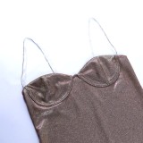 Gold Sparkly Underwear Cami Mini Dress