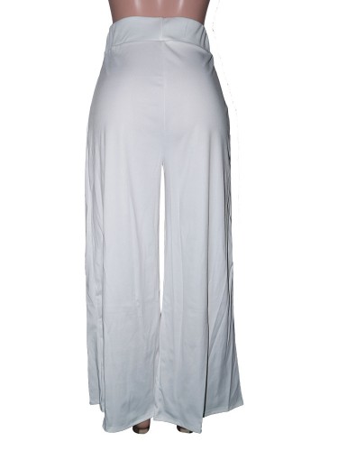 White High Waist Wide Legges Trousers with Pocket
