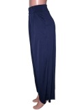 Blue High Waist Wide Legges Trousers with Pocket