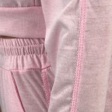 Pink Cami Crop Top and Zip Hoody Top with Drawstring Pants 3PCS Set