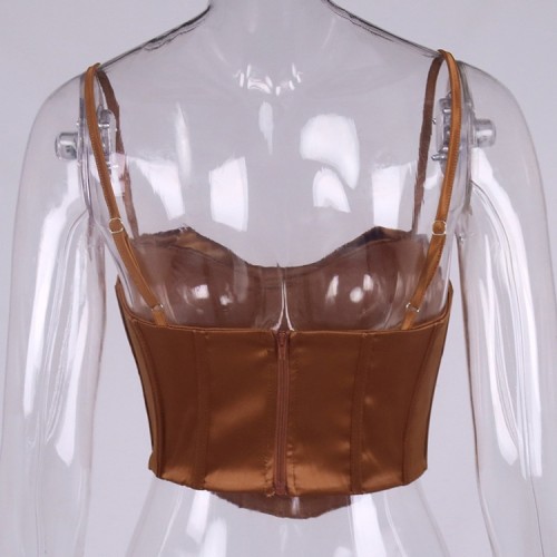 Brown Cami Underwear Bustier Top