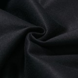 Plus Size Black Leather Turtleneck 3/4 Sleeve Mini Dress