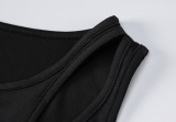 Black O-Neck Half Sleeves Hollow Out Irregular Maxi Dress