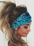 Blue Butterfly Wide Headwear Sweat-absorbent Headband