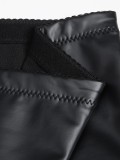 Black PU Leather Fishnet Patch Butt Lifter Zip Up High Waist Shaper Shorts