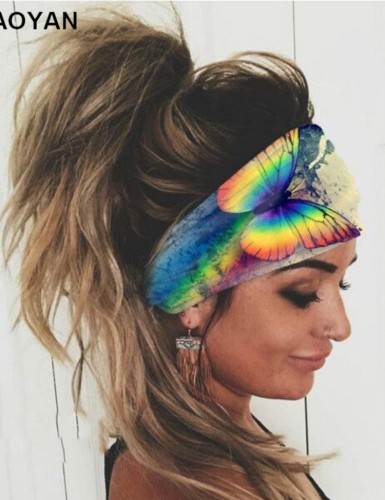 Rainbow Color Butterfly Wide Headwear Sweat-absorbent Headband