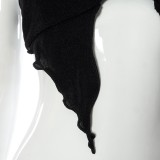 Black O-Ring Halter Backless Cami Irregular Crop Top