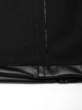 Black PU Leather Lace Patch Halter Cut Out Sleeveless Slinky Mini Dress
