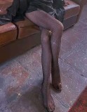 Shiny Beaded Black Hollow Out Fishnet Fitted Pantyhose Stockings