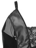 Black PU Leather Lace Patch Cami Backless Slinky Mini Dress