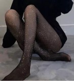 Shiny Beaded Black Hollow Out Fishnet Fitted Pantyhose Stockings