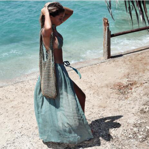 Lake Blue Beach Cover Up Slit Long Skirt