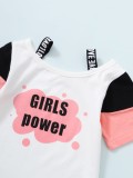 Kids Girl Letter Print Short Sleeve Cami Tee and Sweatpants 2PCS Set