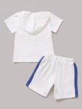 Kids Boy Print White Short Sleeve Hoody Top and Shorts 2PCS Set