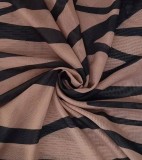 Zebra Print Round Neck Long Sleeves Mini Slinky Dress