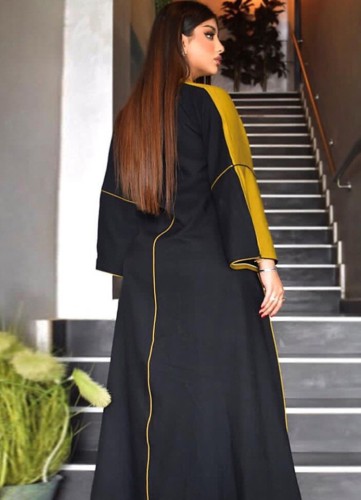 Yellow Tassel Applique Muslim Dress