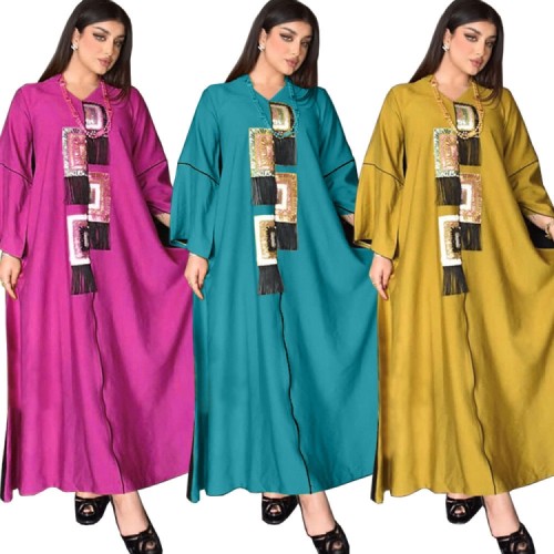 Tassel Applique Muslim Dress