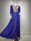 Blue Print Loose Maxi Dress Islamic Muslim Dress