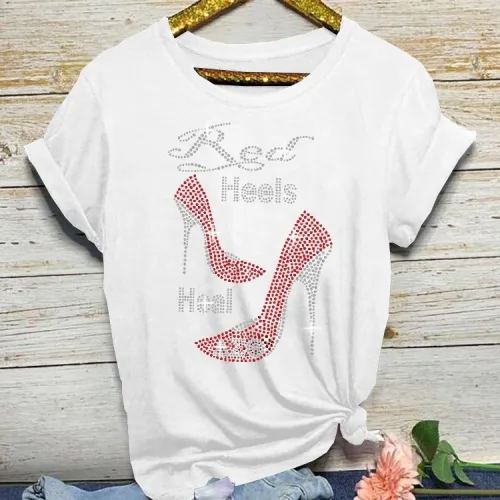White Round Neck Short Sleeve Print T-Shirt