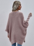 Purple Kintted Batwing Sleeve Loose Long Cardigans