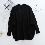Black Kintted Batwing Sleeve Loose Long Cardigans