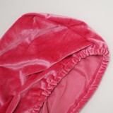 Rose Velvet Zip Long Sleeve Hoody Crop Top and Shorts 2PCS Set