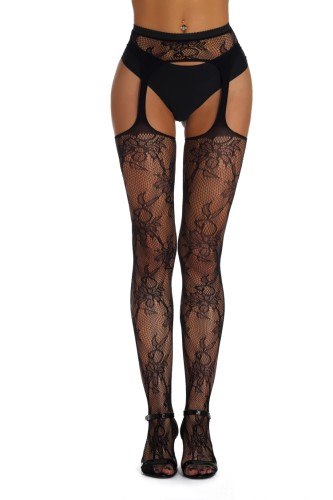 Black Mesh High Waist Open Crotch Erotic Sheer Pantyhose