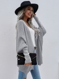 Grey Kintted Batwing Sleeve Loose Long Cardigans