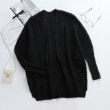 Black Kintted Batwing Sleeve Loose Long Cardigans