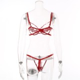 Red Lace Hollow Out Underwear Cami Bra Lingerie 2PCS Set