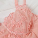 Nude Mesh Lace High Cut Cami Teddy Lingerie