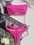 Pink Bandeau High Cut Bikini Two Piece Set